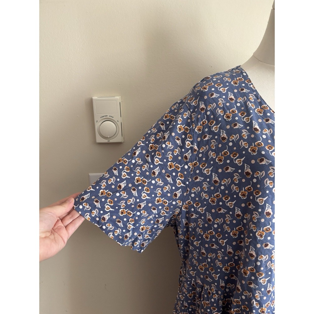 Ulla Popken 20 22 Dress Plus Size XXL 2X Fall Floral Blue Orange Pockets Cotton - Picture 4 of 11